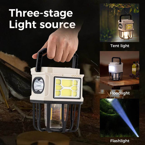 Solar Powered Hanging Camping Light, Dual Charging LED Lantern