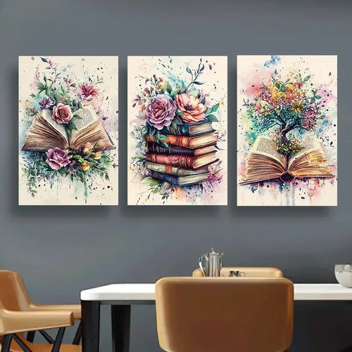 Literary Botanical Wooden Wall Art Set Of 3 Frames