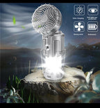 6 in 1 portable outdoor LED camping lantern with fan solar charge rechargeable light energy saving tent lamp flashlight