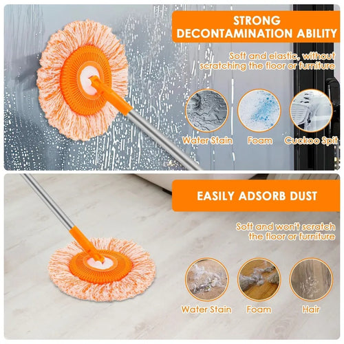360° Rotating Microfiber Mop, Extendable Floor Cleaning Stick