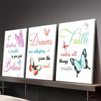 Inspirational Butterfly Wall Art Set Of 3 Motivational Quotes Frames