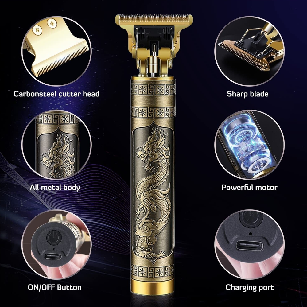 Vintage T9 Electric Hair Clipper, Rechargeable Professional Grooming Machine