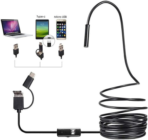 3-in-1 Type C / Micro USB / USB Endoscope Camera – 3.5M HD Inspection Tool