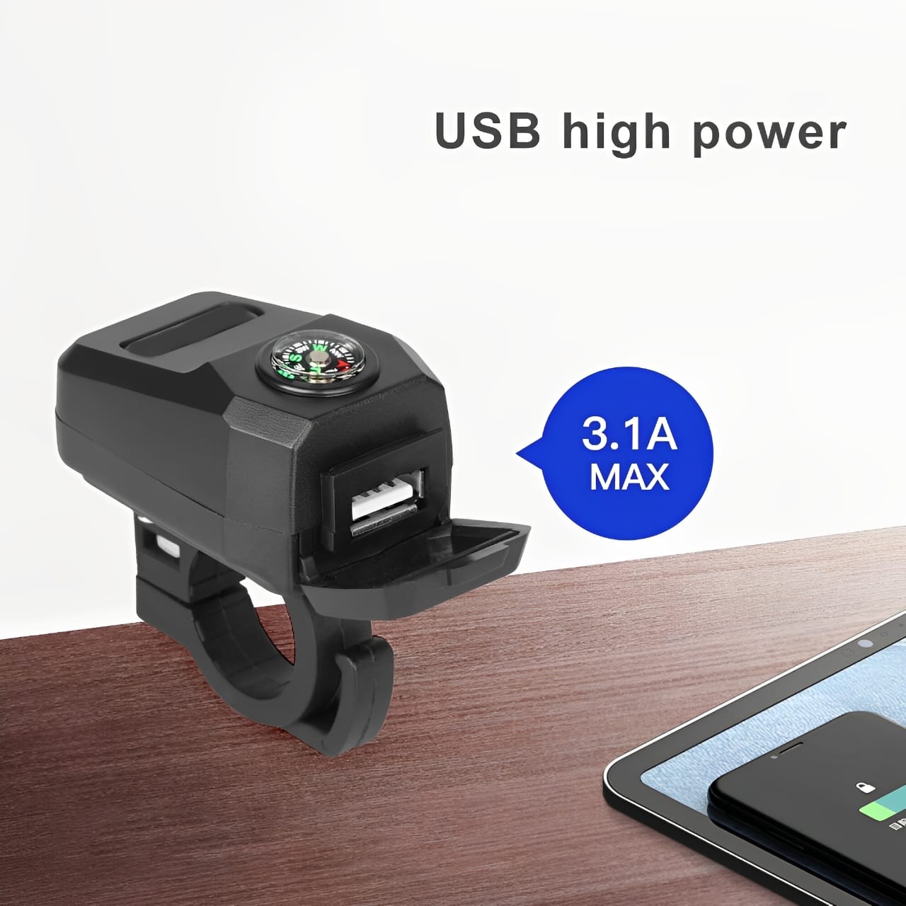 Motorcycle USB Charger, Fast Charging, Waterproof, Universal