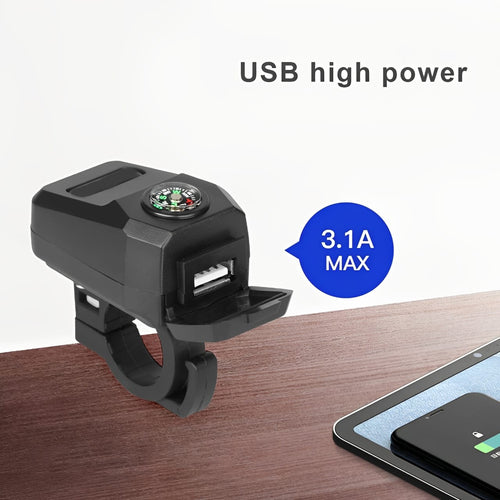Motorcycle USB Charger, Fast Charging, Waterproof, Universal