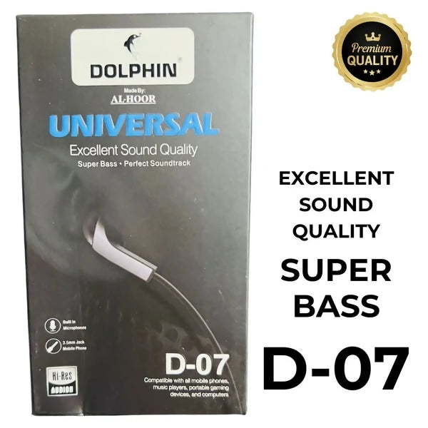 Dolphin D-07 Handsfree | Super Bass Stereo Sound | High-Quality Audio with Mic & Controls