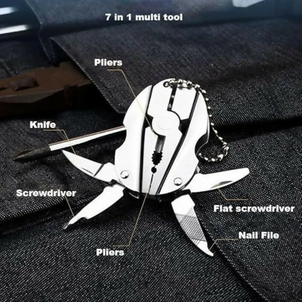 Stainless Steel Outdoor Portable Multitool Plier Knife | Mini Keychain Multi Tool with Screwdriver & Pouch | Camping, Hiking & Everyday Use