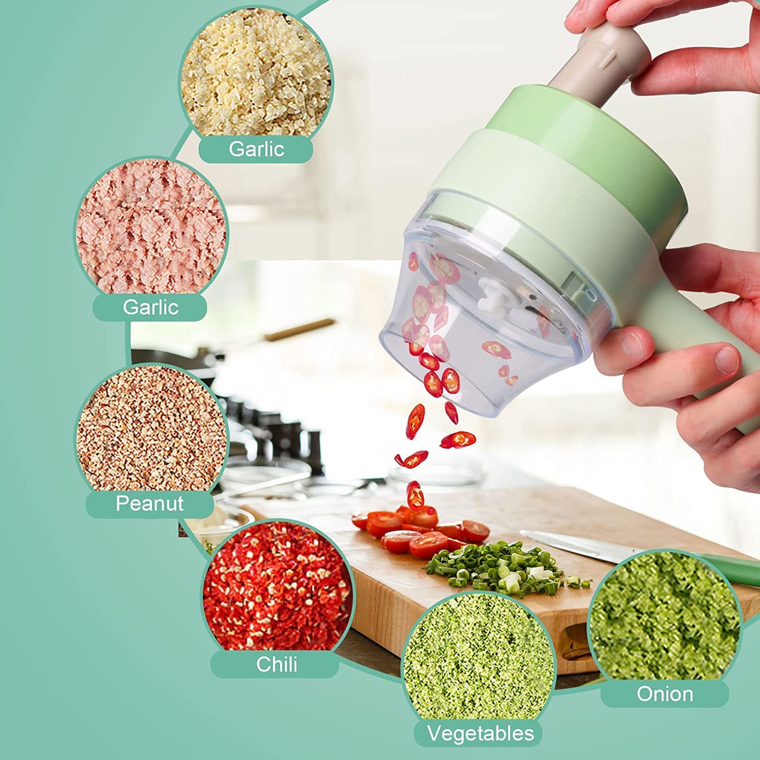 Portable Electric Food Chopper USB Charging Kitchen Vegetable Cutter