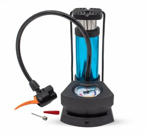 Tire Inflator With Air Pressure Gauge, Portable Foot And Hand, for Vehicles And Balls