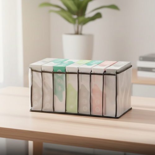 Grid Non-Woven Clothes Organizer Foldable Wardrobe Storage Box