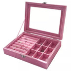 Jewelry Storage Organizer Box with Lock – Velvet Interior Case