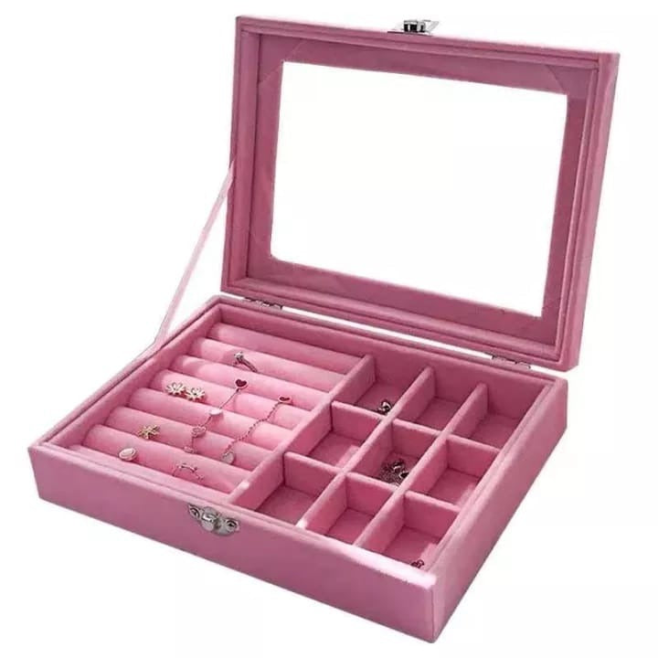 Jewelry Storage Organizer Box with Lock – Velvet Interior Case