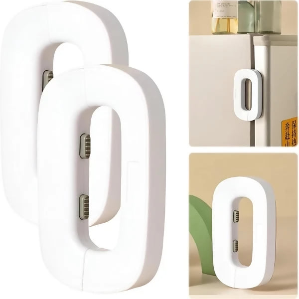 Child Safety Refrigerator Lock | Baby Proof Double Button Fridge Lock White & Grey