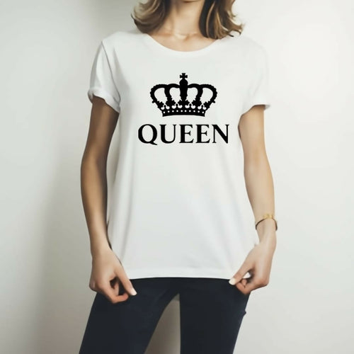 King & Queen Style White T-Shirt – King & Queen Design T-Shirts – Best Quality T-Shirts For Girls | T-Shirt For Women – T-Shirt For Boy | T-Shirt For Men | King T-Shirts | Queen Design T-Shirt – King, Small