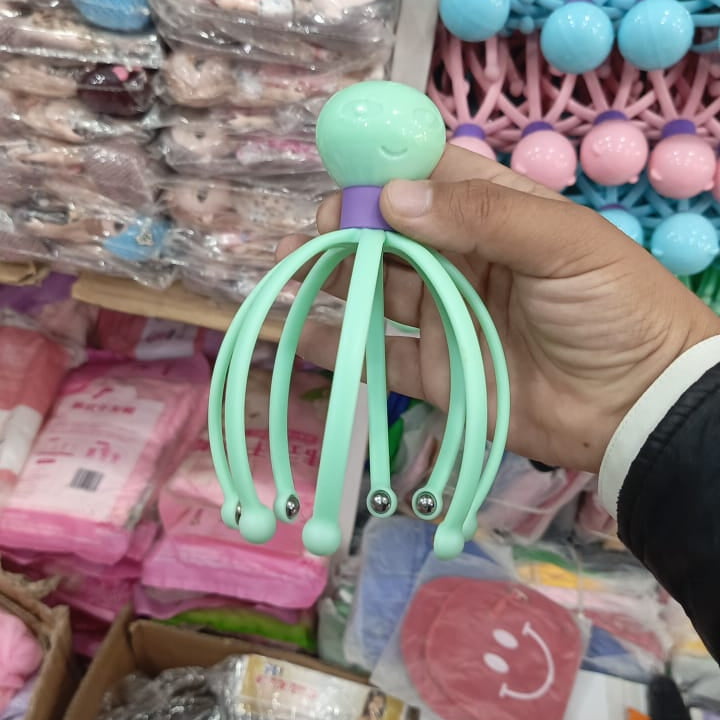 Octopus Shape Manual Head Scalp Massager 8 Roller Ball Design
