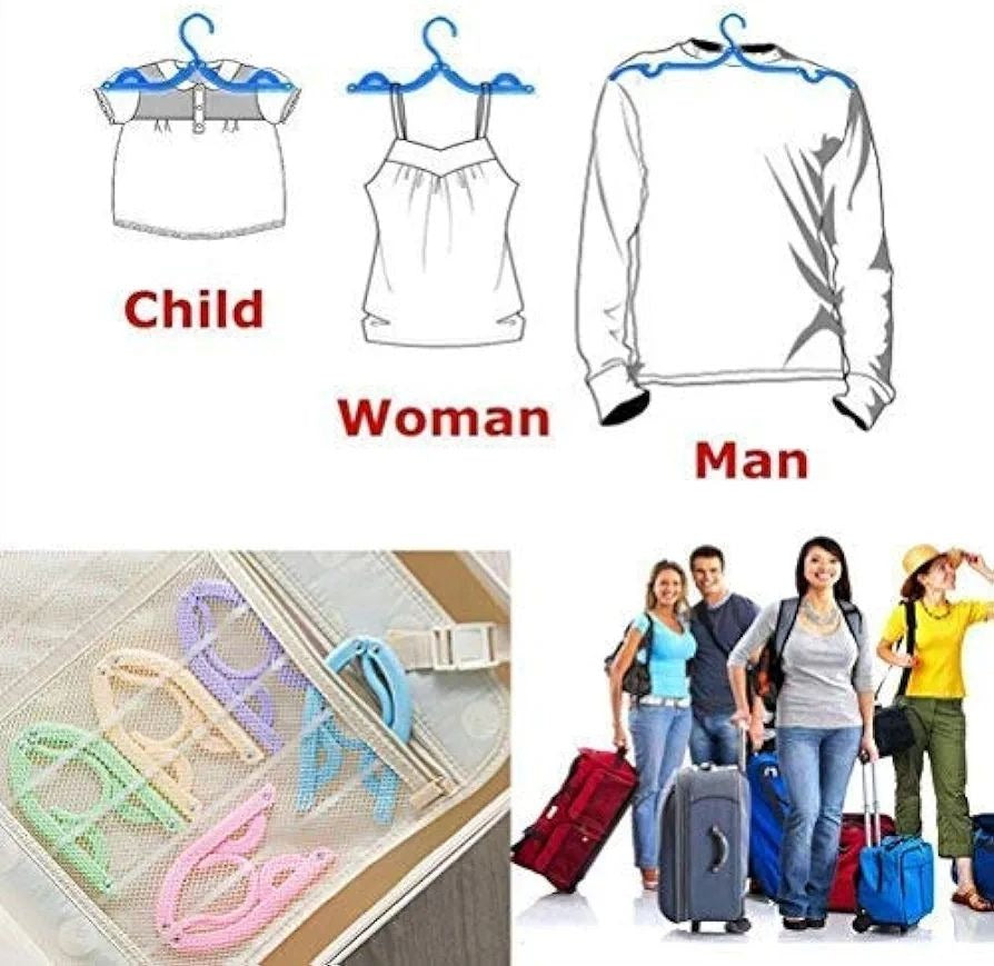 Portable Folding Clothes Hangers with Slots, Pack of 10