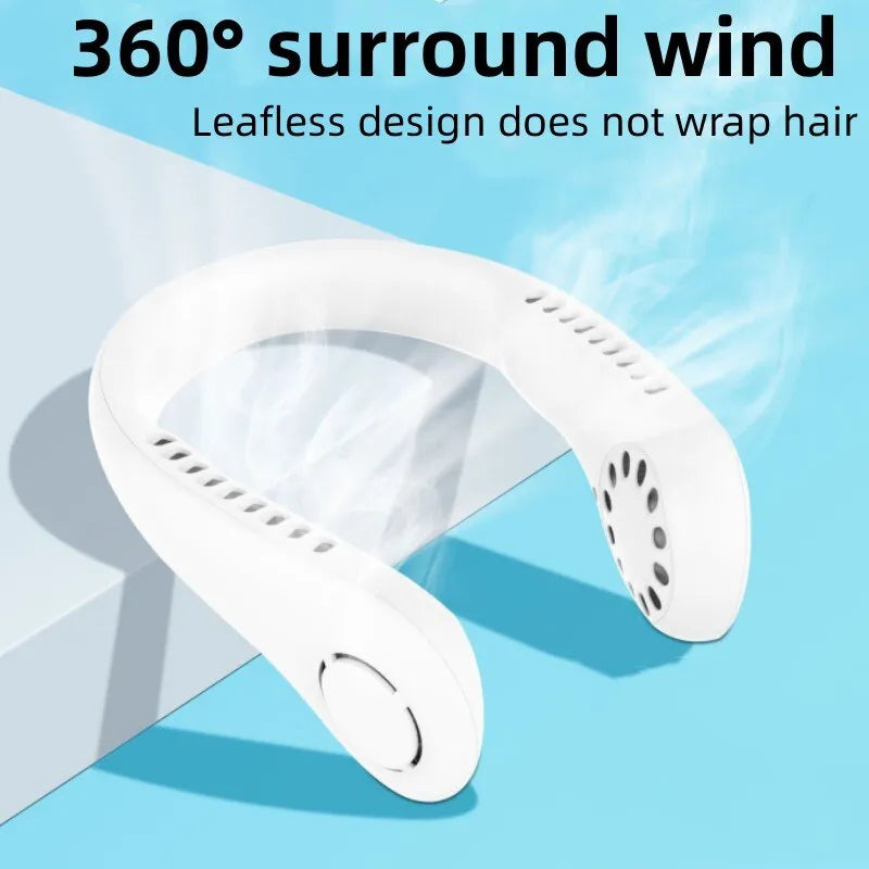 Portable Bladeless Neck Fan Rechargeable 3 Speed Halter Fan
