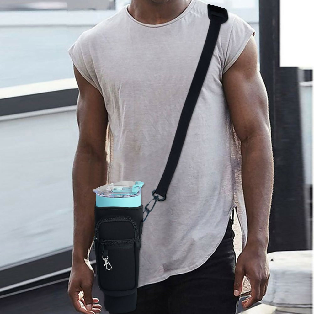 Water Bottle Carrier Bag with Phone Pocket for Stanley Quencher Cup with Handle Water Bottle Holder Pouch – For 1200 ML Bottle
