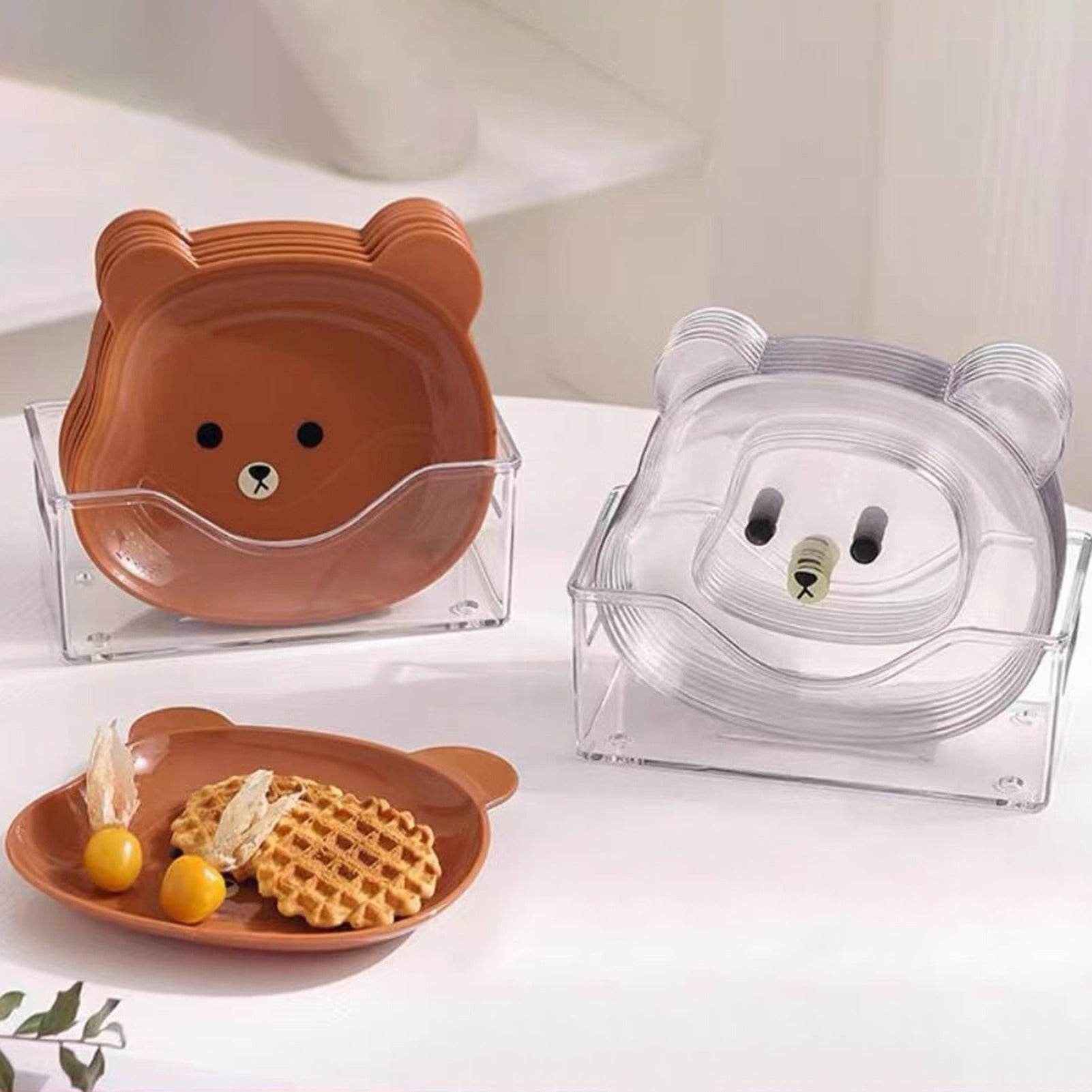 8 Plates With Stand Bear Design Stylish Organized Dining Set