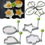Pack of 4 Egg Pancake Shapers – Stainless Steel Star, Heart, Round & Flower Egg Moulds