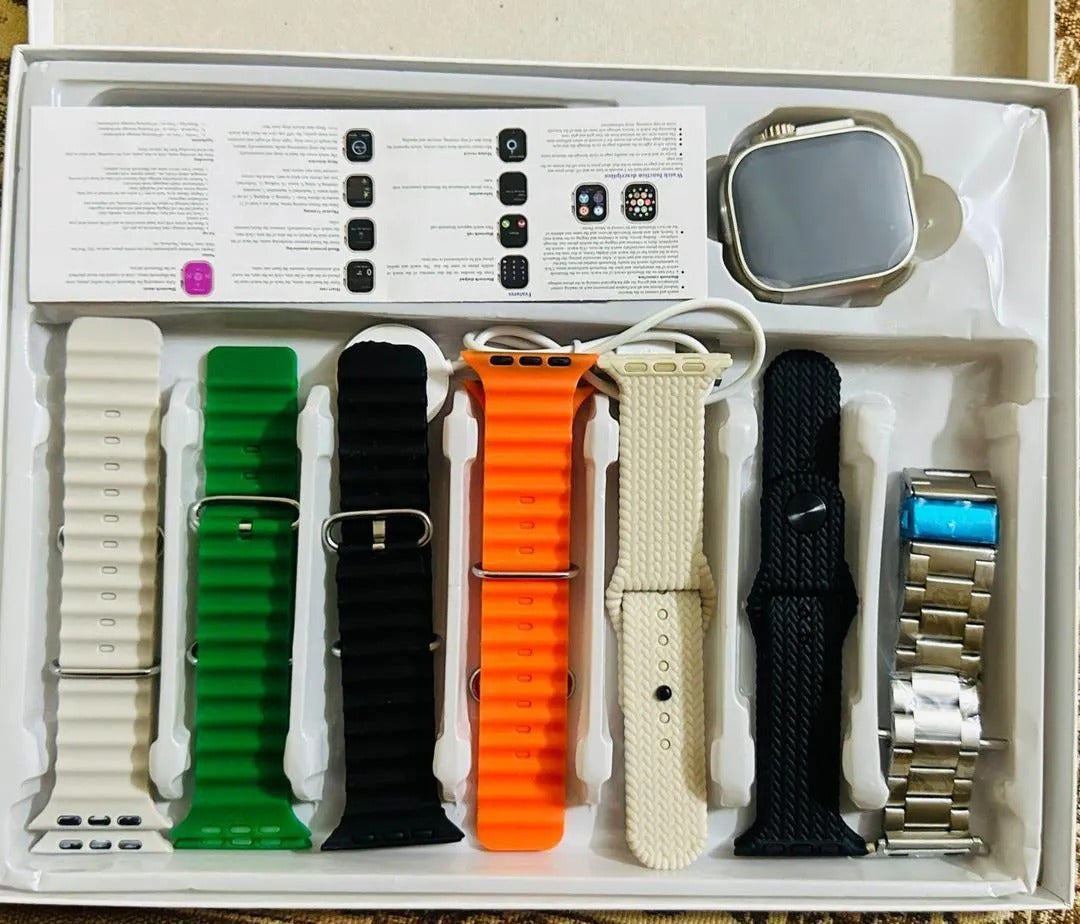 Ultra Smart Watch with 7 Silicone Straps – Stylish & Customizable Edition