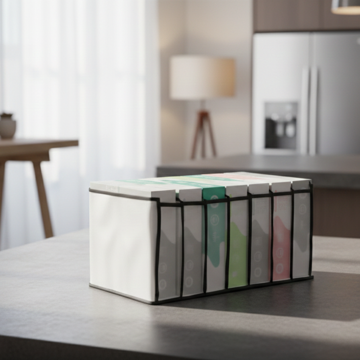 Grid Non-Woven Clothes Organizer Foldable Wardrobe Storage Box