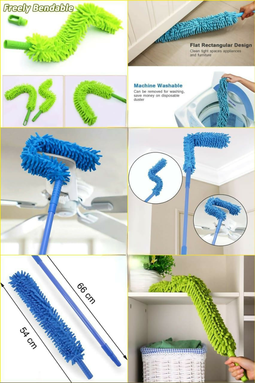 Flexible Fan Duster - Microfiber Bendable Cleaning Brush (Random Color)