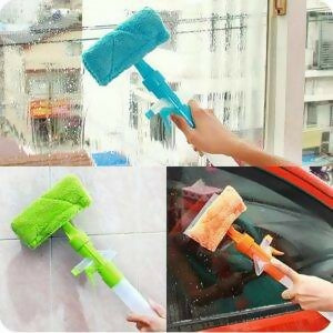 3 in 1 Fiber Wiper Sprayer Wash, Wipe and Soak | Window Squeegee Kit, Cleaning Tool with Detachable Microfiber Cloth Rubber Scraper & Sprayer, Portable Window Cleaner Combo for Car, (Random color)