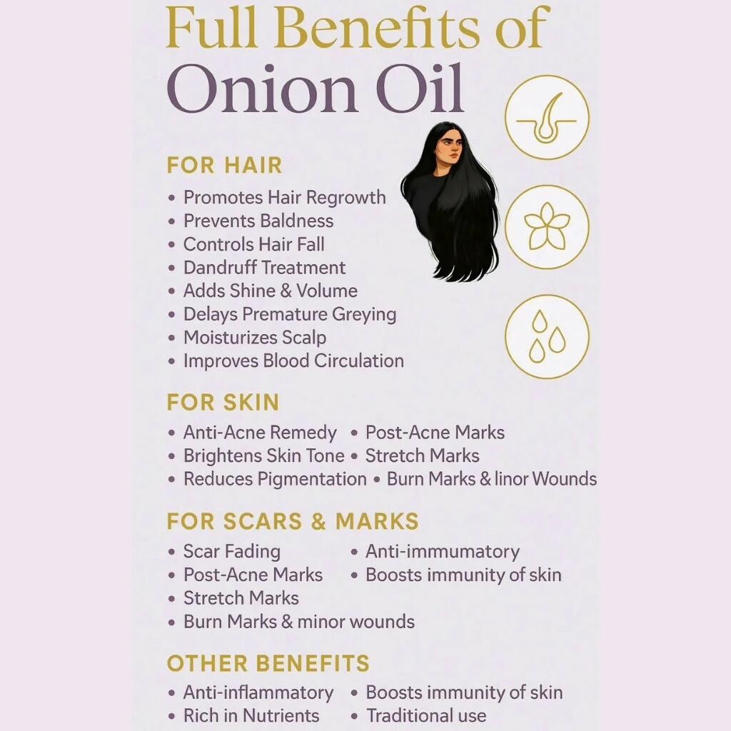 Organic Onion Hair Oil, Cold-Pressed Growth & Strength Formula, for Unisex