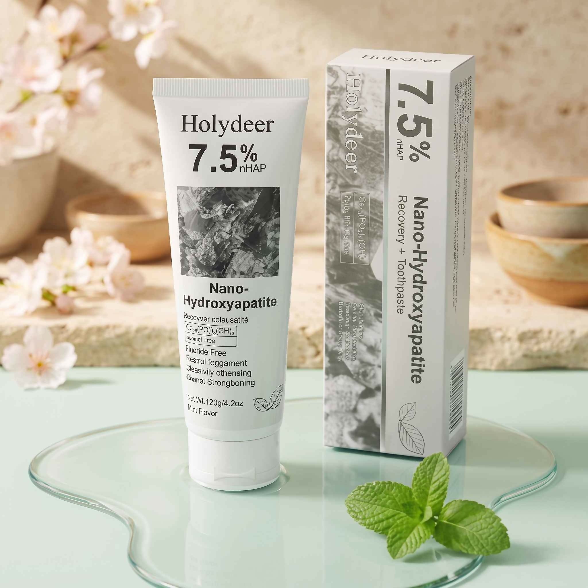 Holydeer 7.5% Nano-Hydroxyapatite Recovery Toothpaste – Fluoride-Free Mint - 120g