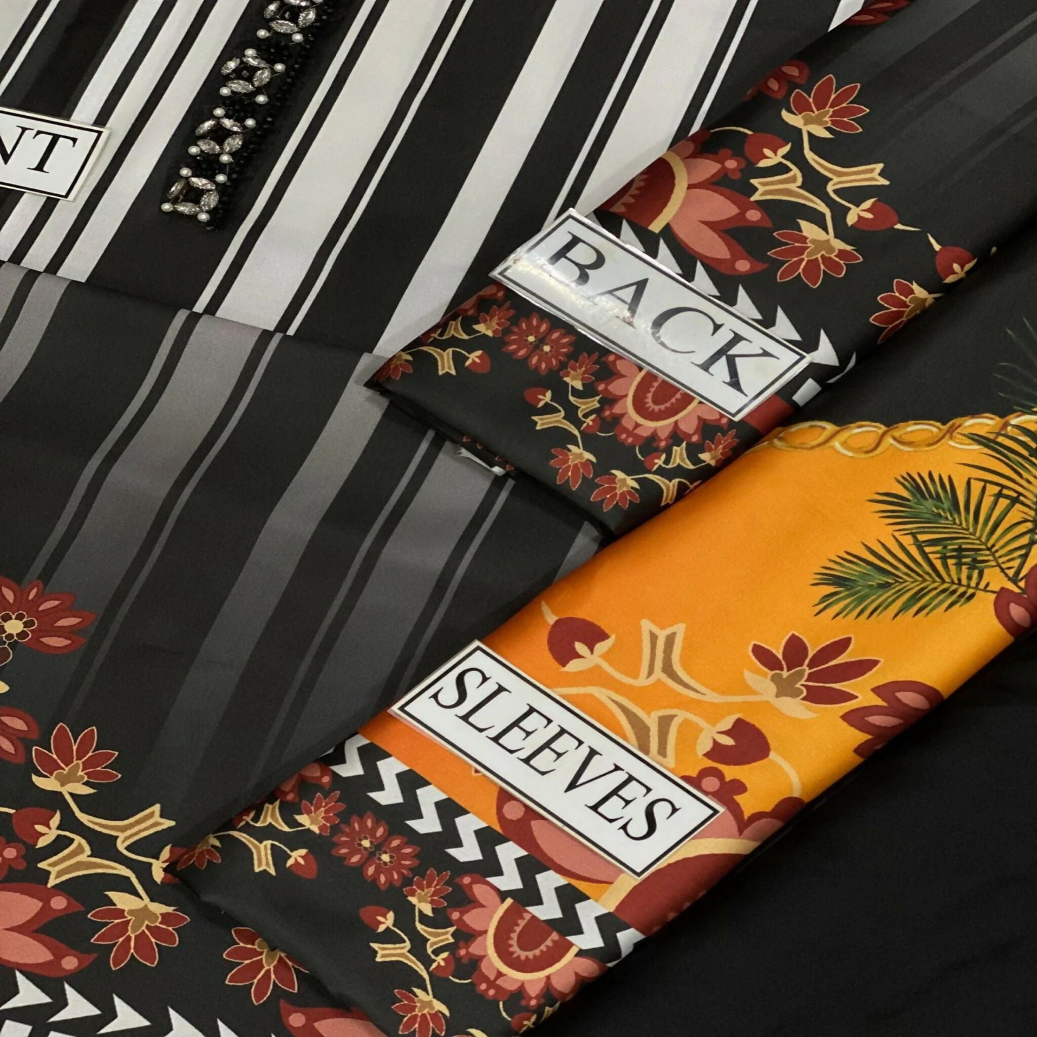 Unstitched Shamooz Silk Dress 2024, Ada Work Neck & Digital Dupatta, for Women