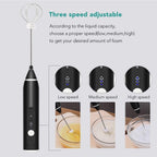 Rechargeable Milk Frother Handheld Electric Foam Maker with Three Speeds