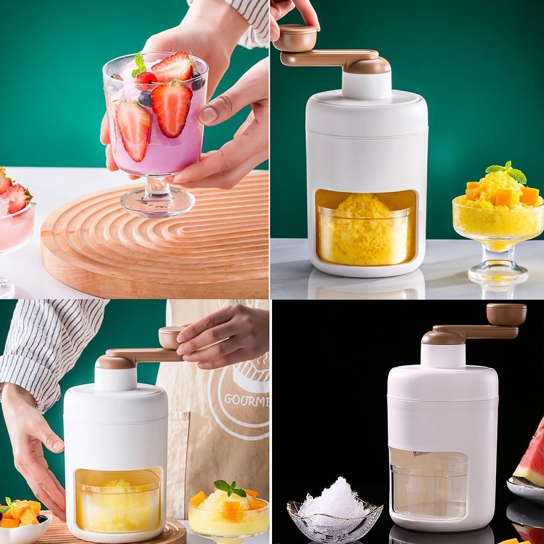Manual Ice Shaver, Portable Hand-Crank Snow Cone & Slush Maker