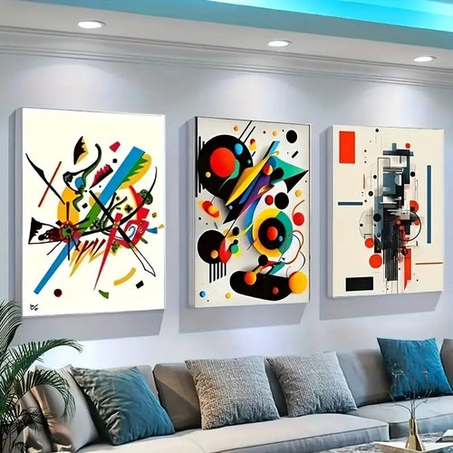 Modern Geometric Wall Art Set Of 3 Abstract Design Frames
