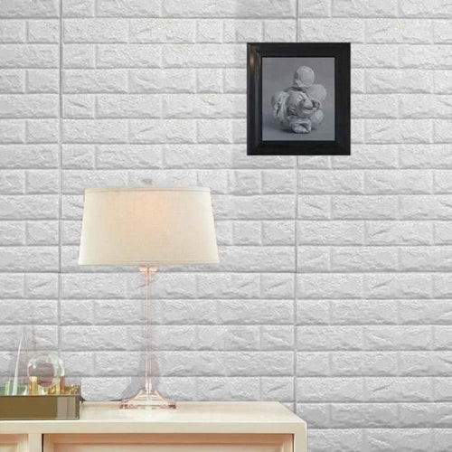 3D White Brick Wall Sticker Sheet 70x77cm Waterproof Self Adhesive