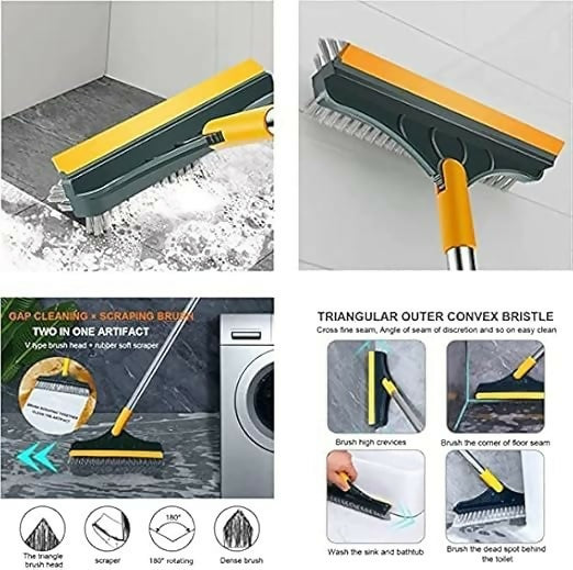 2 in 1 Floor Cleaning Brush|Bathroom Tile Windows Floor Cleaning Brush with 120° Rotatable Head