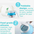 Silicone Electric Kettle 600ml For Travel, Camping & Outdoor Use