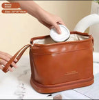 Premium Vegan Leather Travel Toiletry Bag, Dual Compartment Organizer