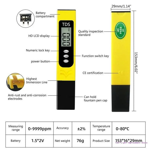 Digital TDS Water Testing Pen With Instant LCD Reading