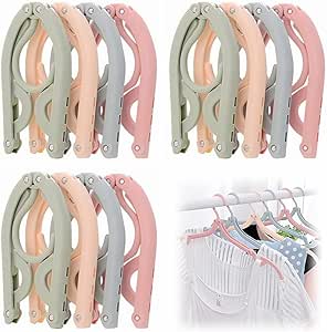 Portable Folding Clothes Hangers with Slots, Pack of 10