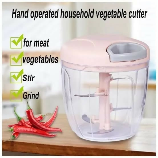 Manual Pull-String Household Vegetable Cutter & Meat Chopper – Multi-Function Hand - 3 Blade
