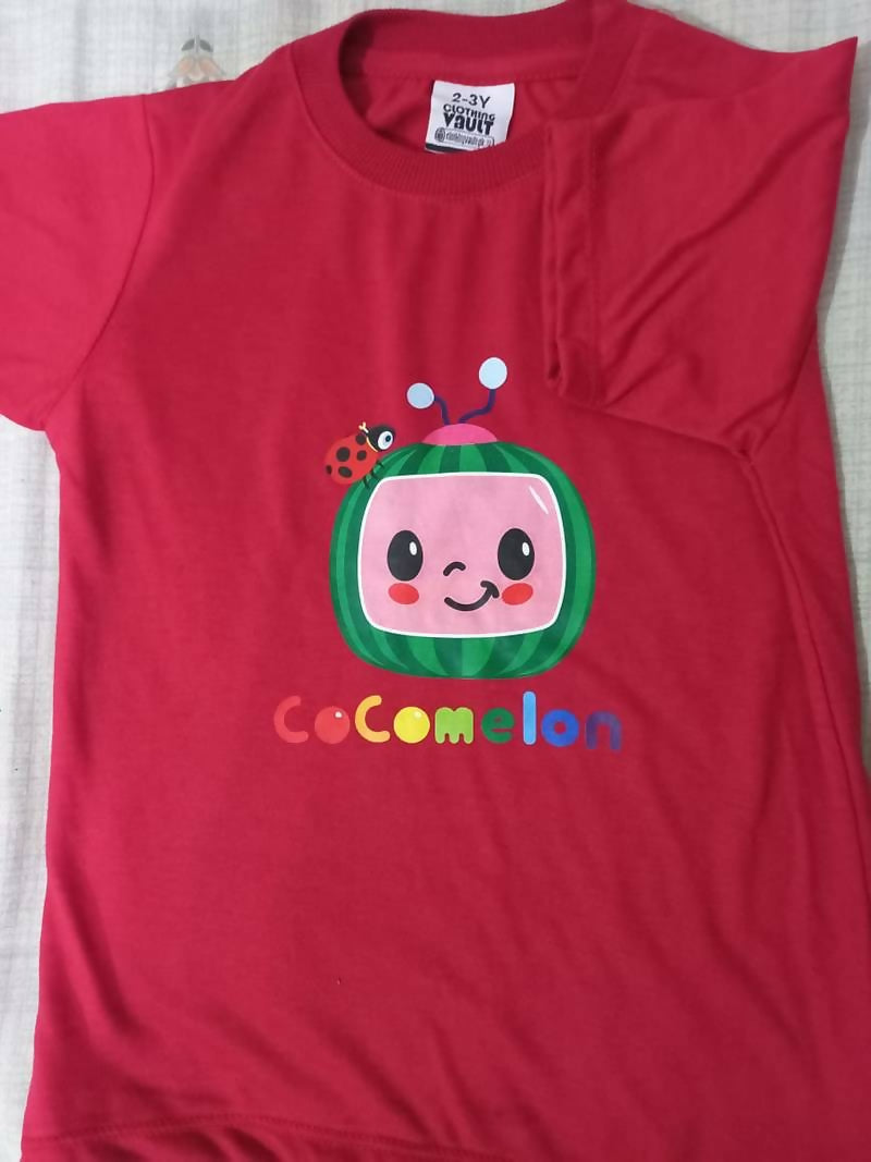 COCOMELON Printed T-Shirt | Cotton Jersey | Kids Casual Wear | Comfortable & Stylish |12-18 Months/Black