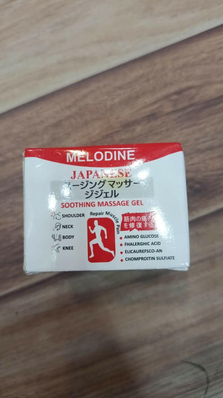 MELODINE Japanese Soothing Massage Gel – Muscle & Joint Pain Relief Cream for Shoulder, Neck, Back & Knee – Fast-Absorbing Herbal Formula (50g)