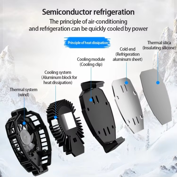 MEMO DL05 Portable Semiconductor Phone Cooler Fan, Cooling Device, Multi-Function Gaming