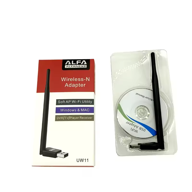 WiFi Adapter, Alfa Net UW11 Wireless, 2.4GHz 300Mbps with Antenna for PC & Lap