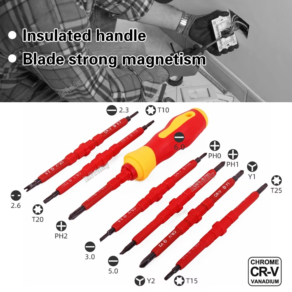 Screwdriver, Electrician Slotted Bits Tool Kit