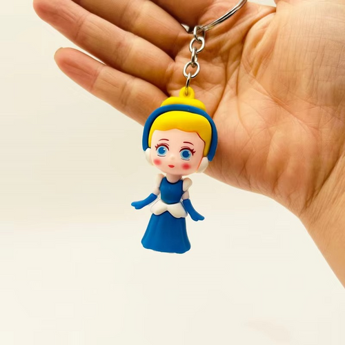 01 PCs Disney Princess Anime Figure Key-Chain – Cute Soft Rubber Bag Accessory | Random Design &amp; Color | Kids Gift - Keychain ( Random Color )
