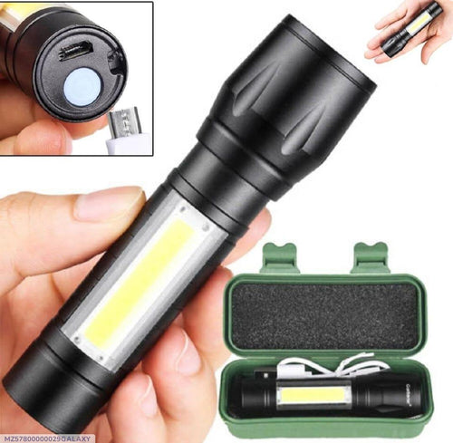 Portable LED Flashlight, Mini Rechargeable Torch with Side Light & Waterproof Body