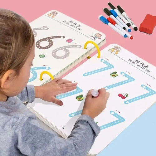 A4 Kids Educational Learning Tracing Book 64 Pages Reusable