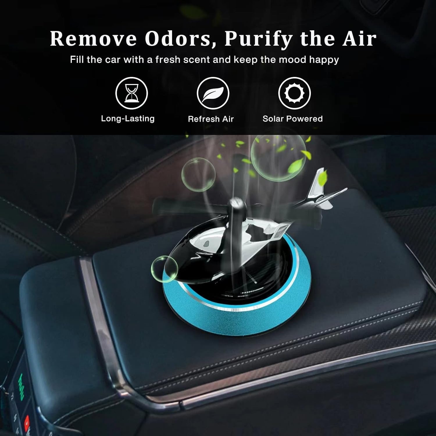 Solar Powered Car Aroma Diffuser, Helicopter Design Air Freshener Perfume for Dashboard